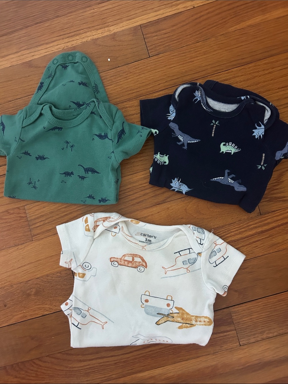 Carter's 3-Pack Baby Short Sleeve Bodysuits - Green, Navy, White